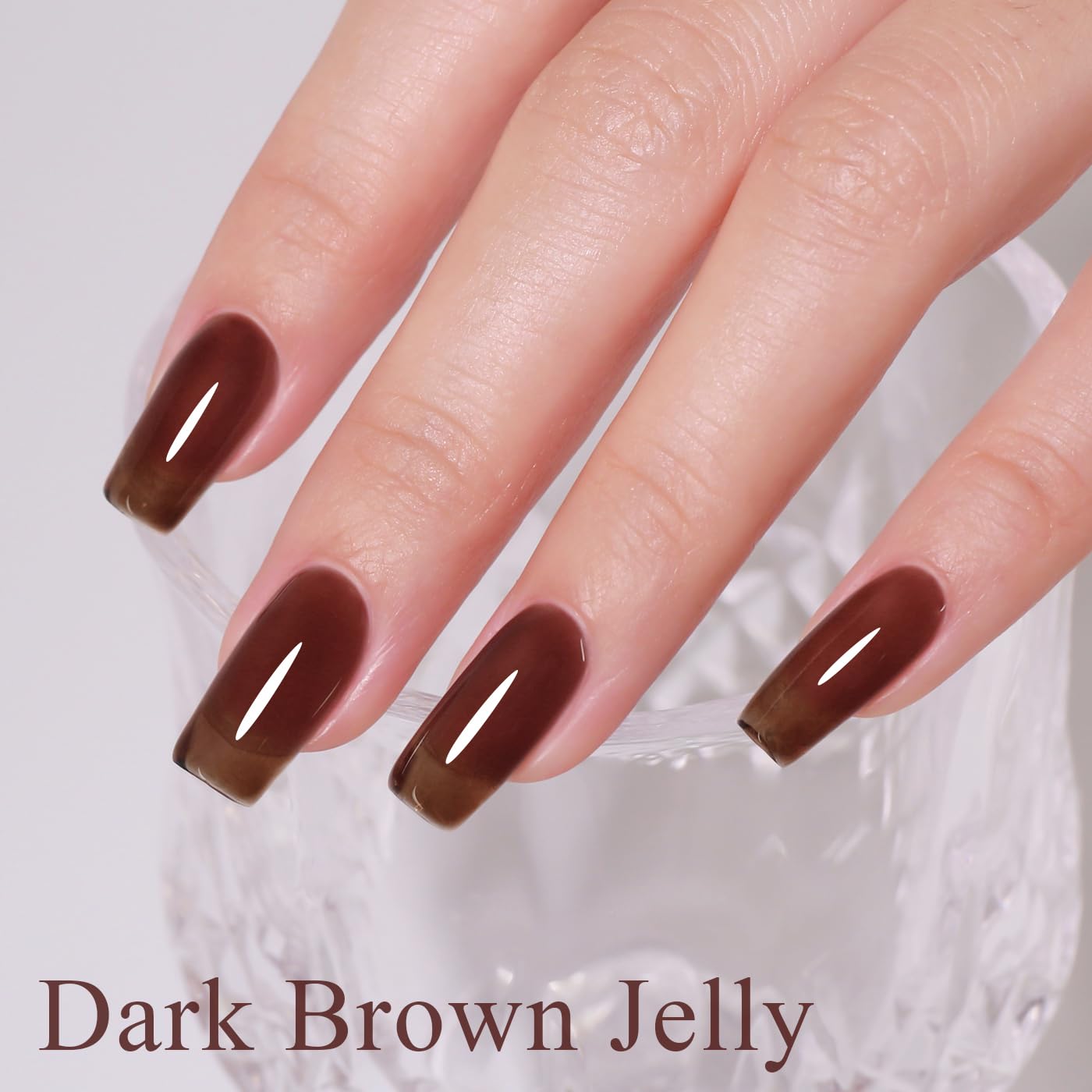 Imtiti Jelly Gel Nail Polish, Dark Brown Sheer Jelly Nail Gel Polish Autumn Winter Translucent Art Manicure Soak Off UV LED Salon DIY Design 10ML