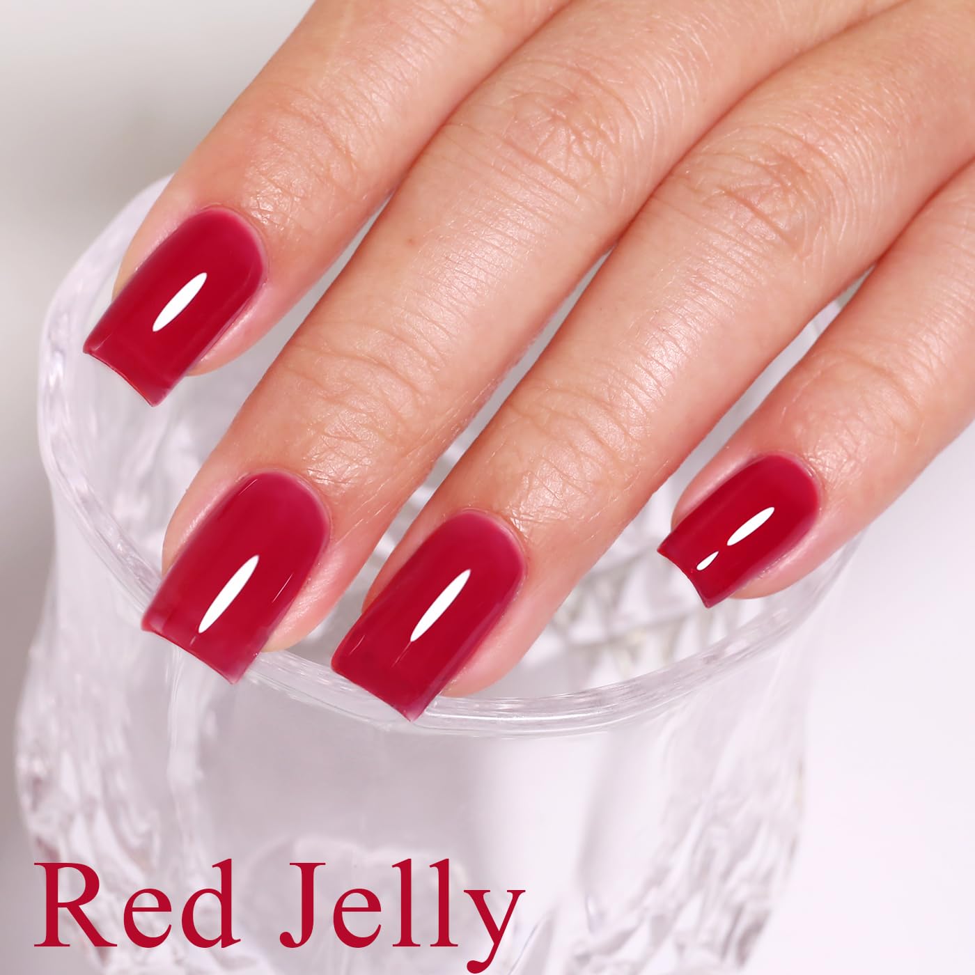 Imtiti Jelly Gel Nail Polish, Burgundy Red Sheer Jelly Nail Gel Polish Soak Off UV LED Spring Summer Translucent Art Manicure Salon DIY Design 10ML