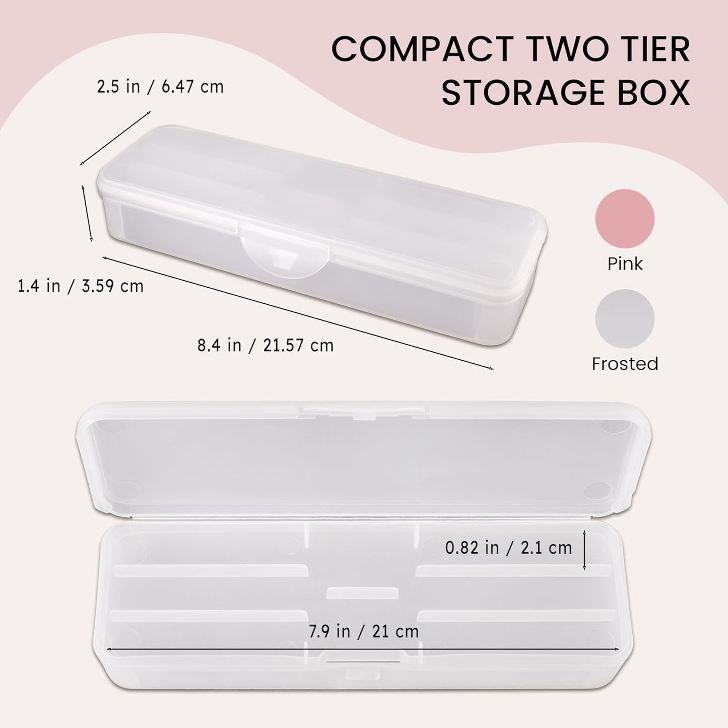 Beauticom Double-Layer Personal Storage Storage Case for Professional Nail Art Pens, Nail Brush, Tools (Frosted White)