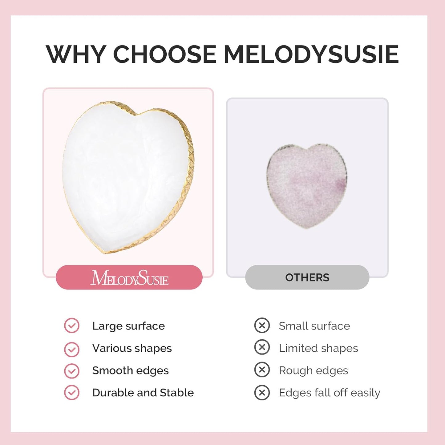 MelodySusie 1PC Heart Shape Resin Nail Art Palette, Professional Color Mixing Board for Gel Polish, Acrylics, Pigment Blending, Salon and DIY Makeup Artist Tool, White
