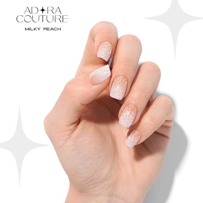 Semi Cured Gel Nail Strips with 30 Pieces - Salon Quality Manicure Kit for Women Easy Application Wraps Includes Prep Pads Nail File Wooden Stick, UV Light Required (Milky Peach)