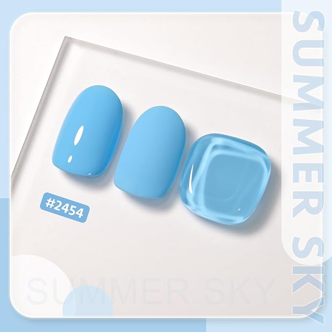 GAOY Blue Gel Nail Polish, 16ml Soak Off Gel Polish, UV Light Cure for Nail Art DIY Manicure at Home, 2454 Summer Sky