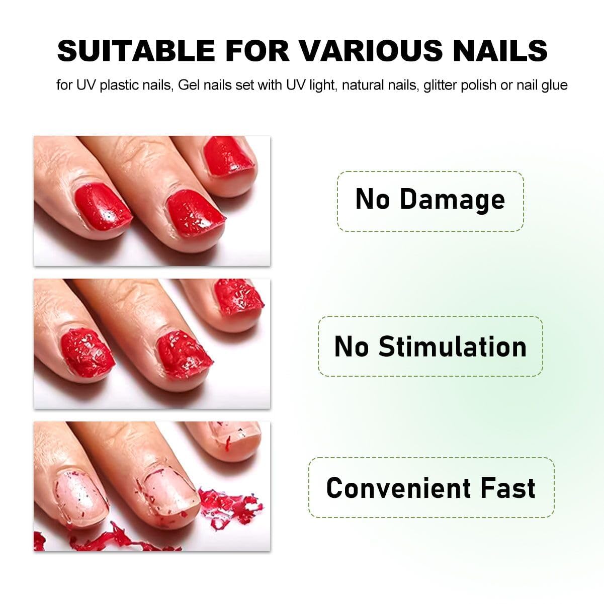 Removedor De Esmalte Gel, Gel Polish Remover, Gel Polish Remover Kit with Nail File & Nail Polish Scraper, 2-3 Minutes Quick Removedor, Professional Non-Irritating Nail Polish Remover