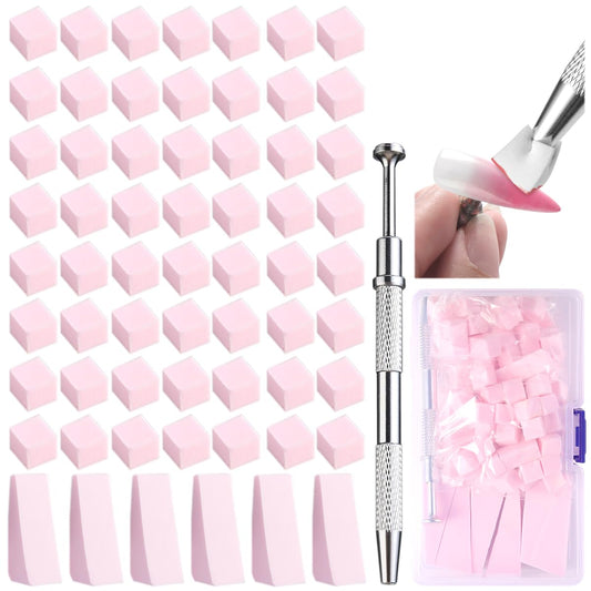 100Pcs Soft Nail Sponges for Ombre, Gradient Effect Pink Nail Art Sponges With Grabbing Pen 6Pcs Wedge Sponges Aura Nails Ombre Nail Brush Professional Accessories Manicure Salon Supplies