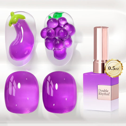Double Rhythm 0.5 Oz Jelly Gel Polish Same Color Same Bottle Sheer Neutral Natural Light Milky Pastel 15ML Translucent Polish Art DIY at Home (Purple-A1613)