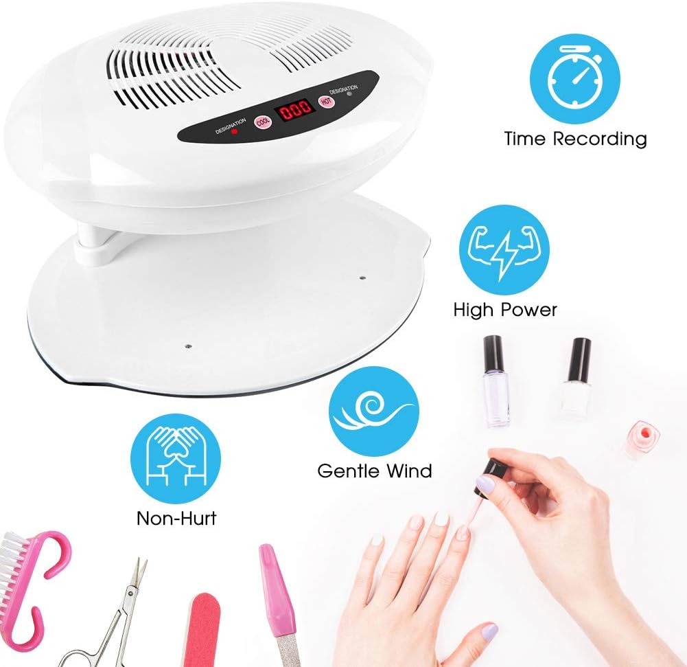 Ejoyous Nail Polish Dryer for Hands and Feet, 2 in 1 Cool/Warm Air Blow, LED, White