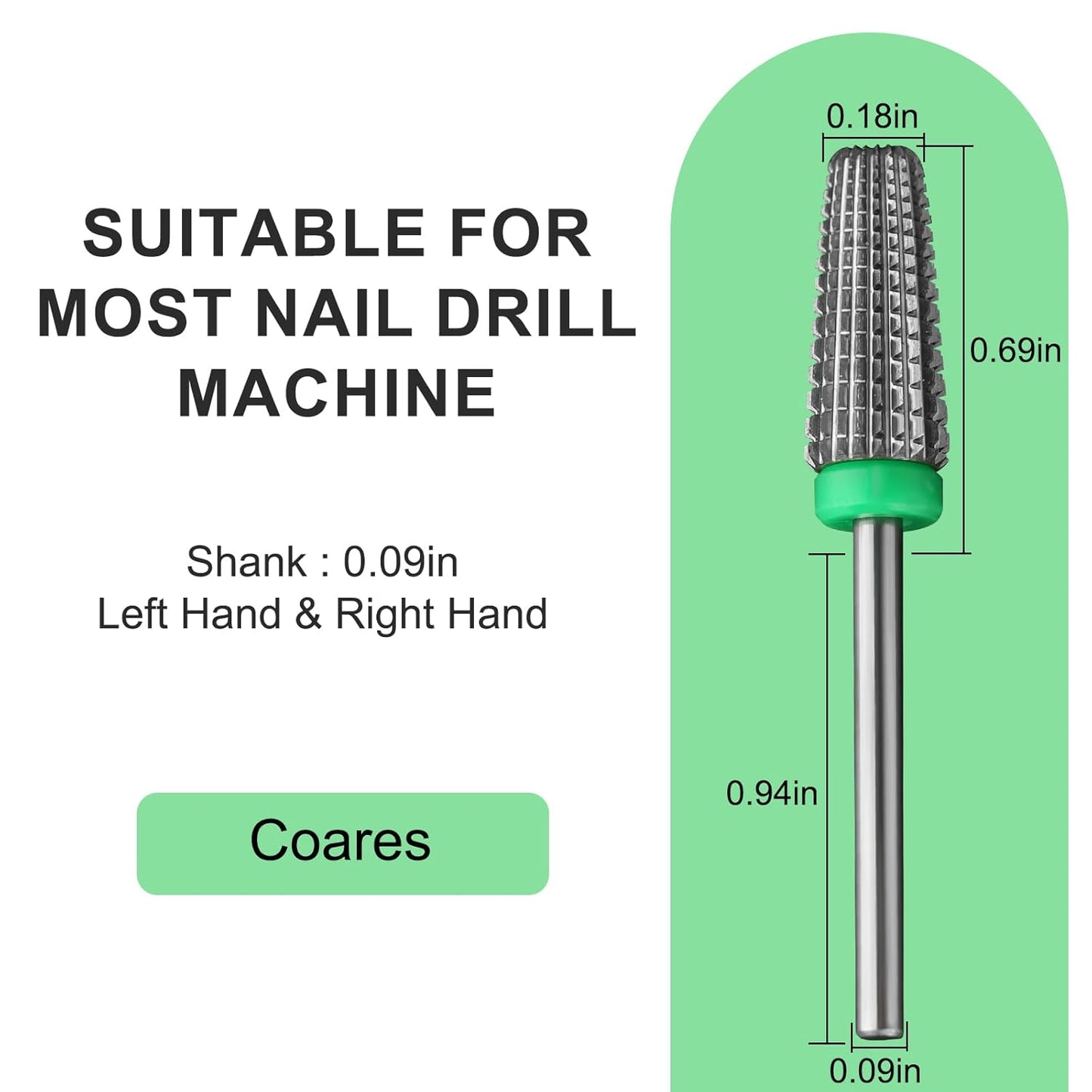 5 in 1 Nail Drill Bits, 3/32'' Professional Carbide Tungsten Multi-function Bits, Suitable for Manicure Pedicure Cuticle Gel Polishing, Technicians Bits (Coarse - C, Silver)