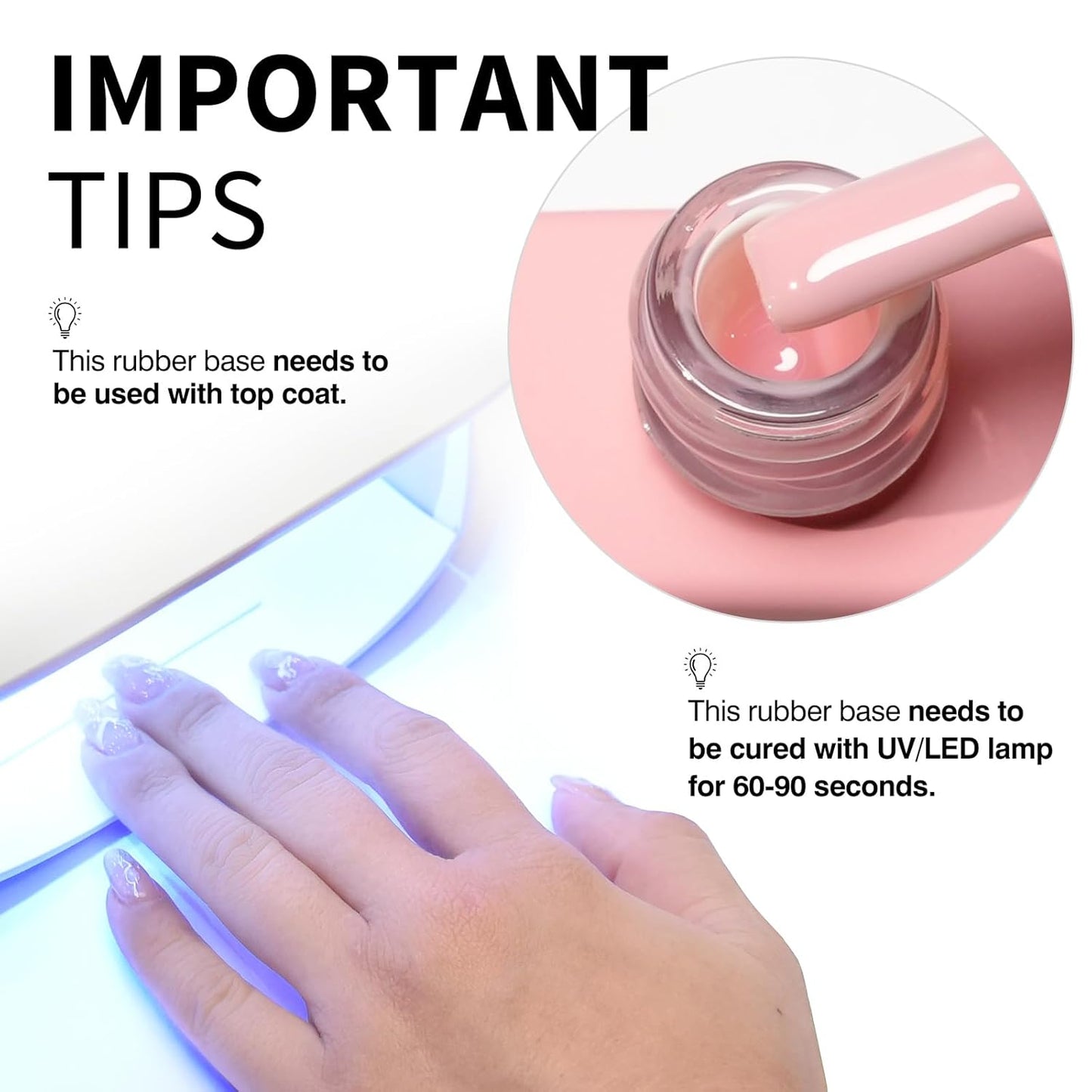 CANNI Rubber Base Gel – 9ml Nude Pink Base Coat Gel, Natural Cover Strengthening for Weak Nails, Soak Off UV LED for DIY Salon Manicure