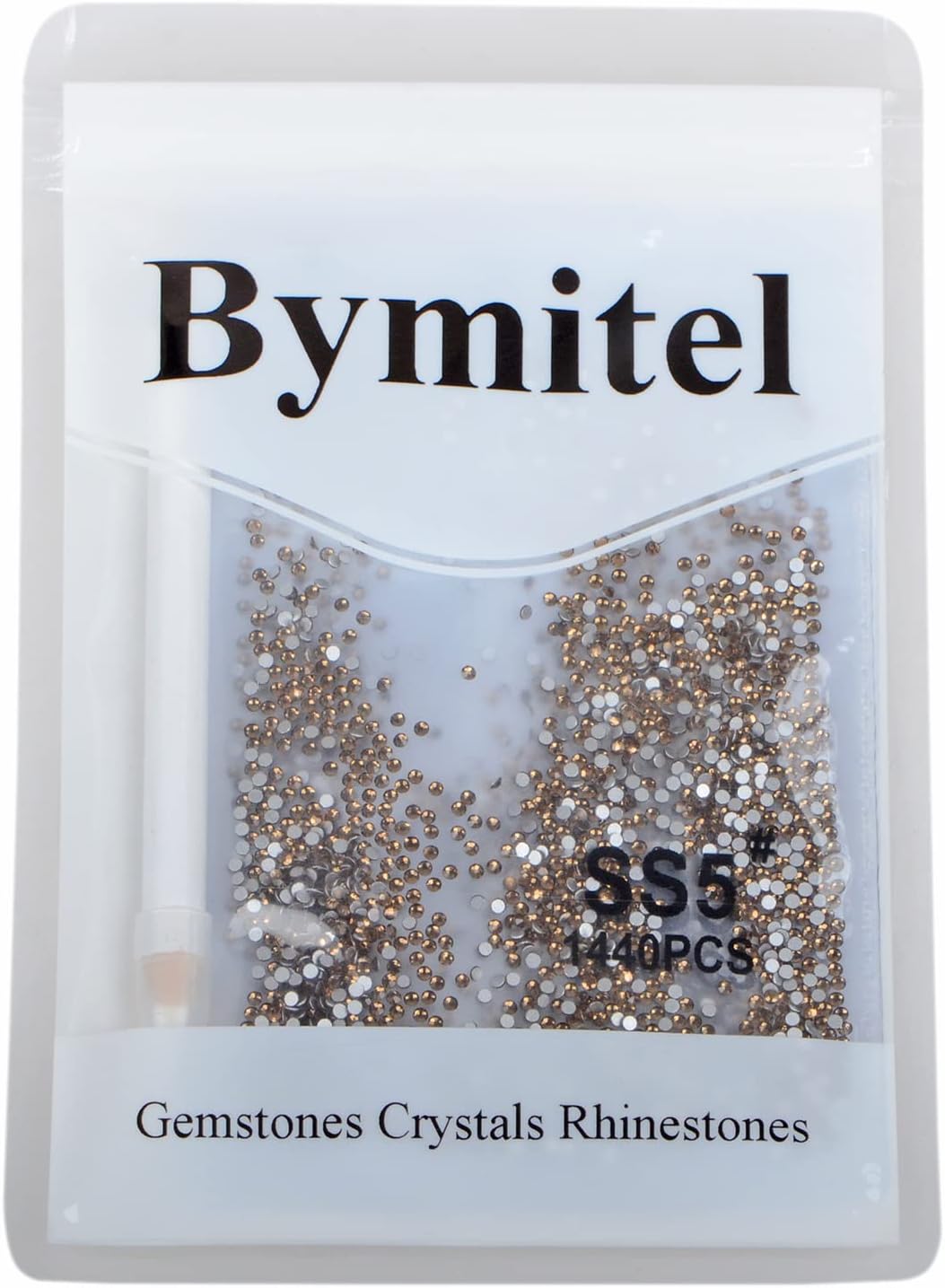 2880PCS Art Nail Rhinestones Non Hotfix Glue Fix Round Crystals Glass Flatback for DIY Jewelry Making with one Picking Pen (ss5 2880pcs, Smoked Topaz)