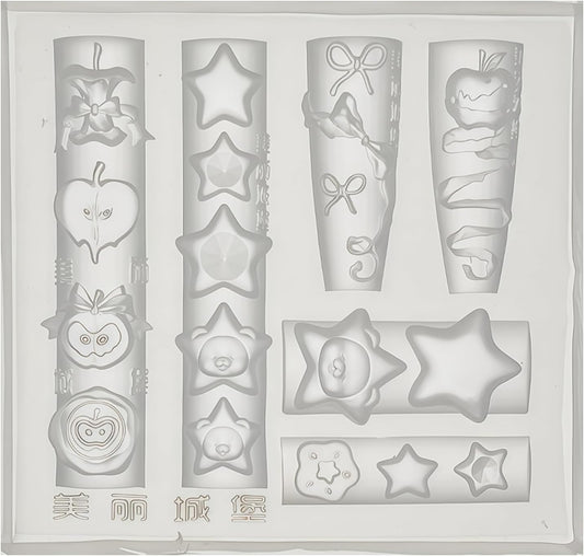 1 Pcs Apple and Star Silicone Nail Art Molds for Women Resin Nail Design