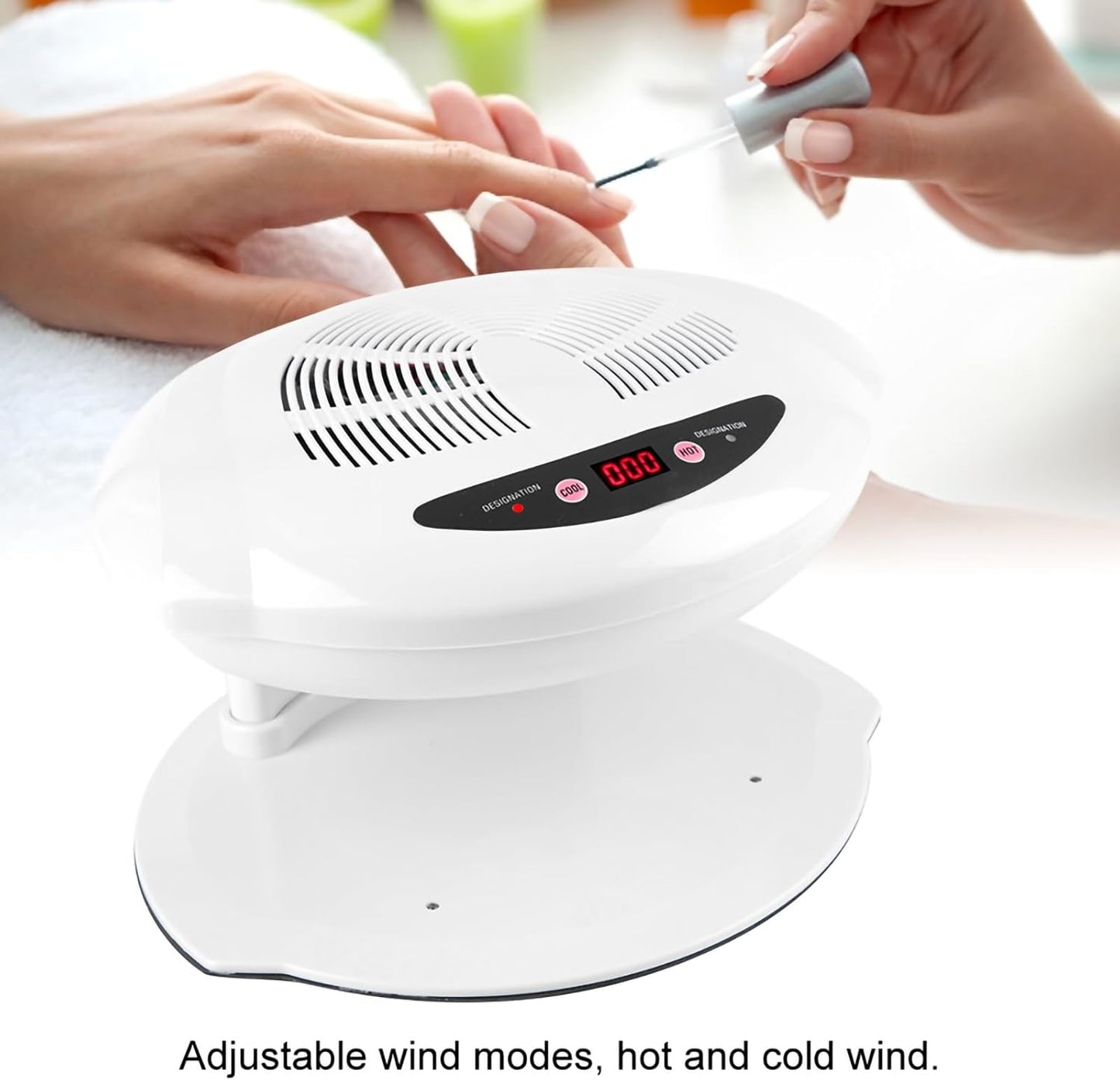 Air Nail Dryer, 2 in 1 400W Cool Warm Nail Air Blow Fan Nail Drying Machine Automatic Sensor Nail Polish Dryer Nail Art Manicure Tool for Salons or Home Use White