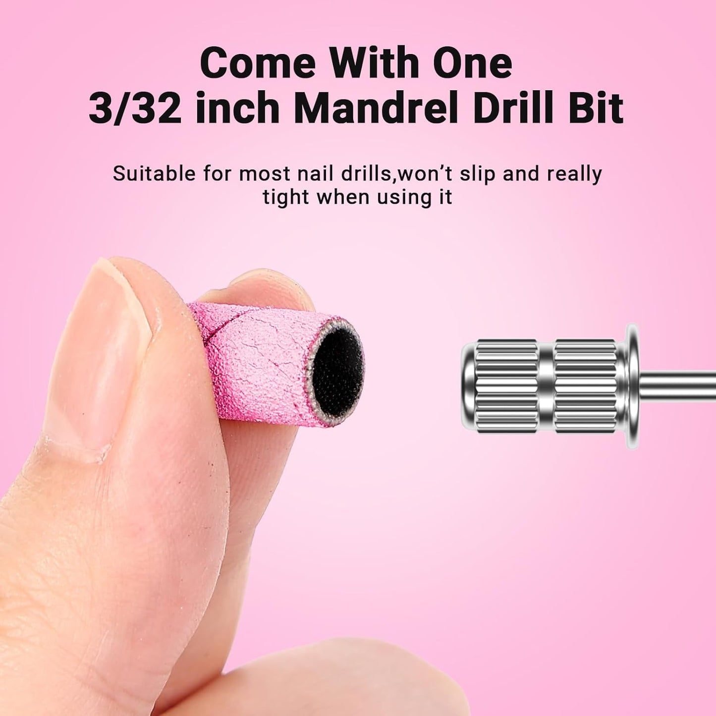 MelodySusie 100 Pcs Nail Drill Bits Sanding Bands for Nail Drill 180 Fine Grit Nail File Sanding Bands for Acrylic Nails Gel Manicures and Pedicure,Light Pink