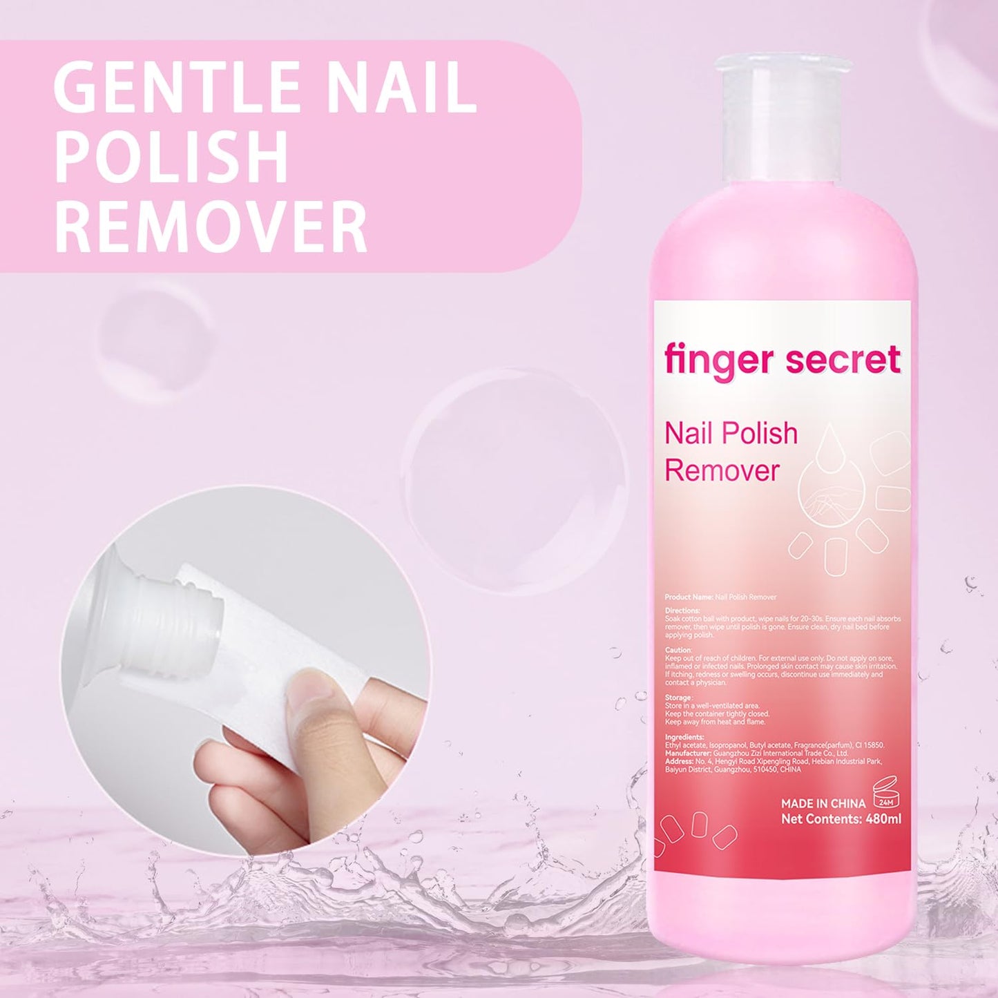 Nail Polish Remover for Nails,finger secret Nail Polish Remover 480ML,Gel Remover For Nails,Professional Gel Polish Remover for Quickly & Easily & Effectively Remove Gel Polish