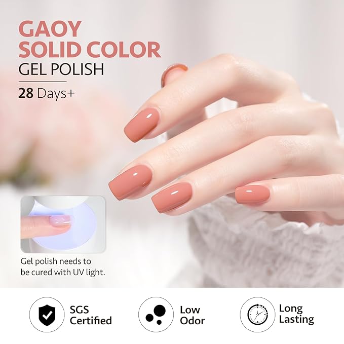 GAOY Green White Spring Gel Nail Polish Set, 6 Colors Blue Pink Coral Olive Soak Off UV Light Cure Gel Polish Kit for Salon and Nail Art DIY at Home