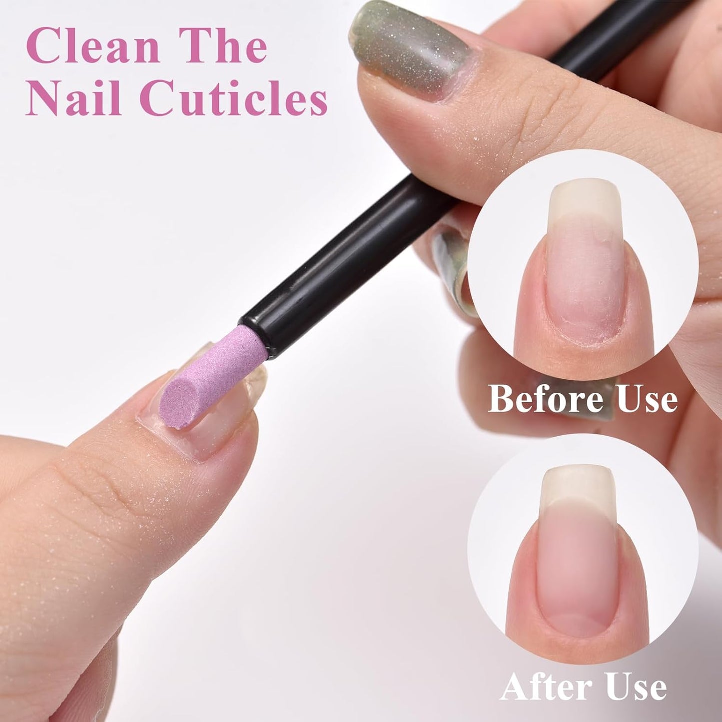 10Pcs Stoe Sanding Nail File Tools Nail File Cuticle Removal Buffer Washable Pedicure Manicure Pen Cuticle Pusher Stick for Nail Care