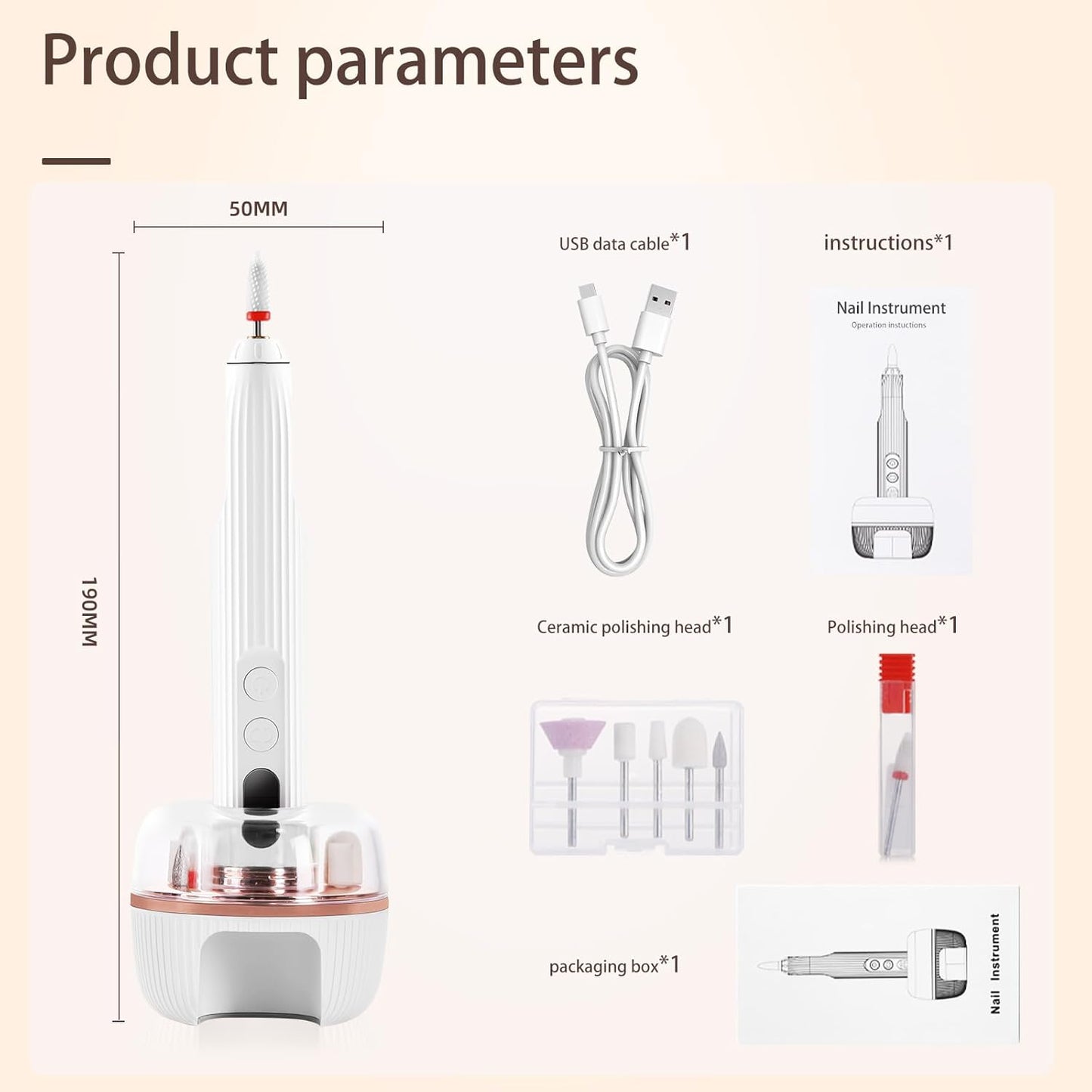 Portable Nail Drill Electric Nail File with UV LED Nail Lamp, 12 Drills and Rechargeable Base, 5 Speeds Hand Foot Care Tool for Grind Trim Polish