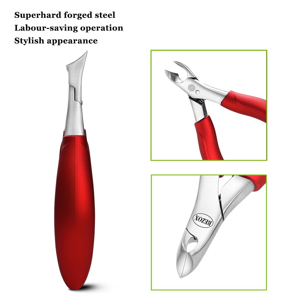 BEZOX Toenail Clippers for Thick Nails - Precision Thick Finger Nail Clipper Adult, Comfort Grip Nail Cutter, Ergonomic Long Handle Large Toe Nail Clippers