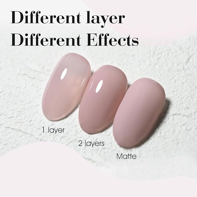 CANNI Jelly Nude Pink Gel Nail Polish, 1Pcs Sheer Clear Pink Gel Polish Translucent Pink Color High Gloss Soak Off U V French Nail Manicure Salon DIY