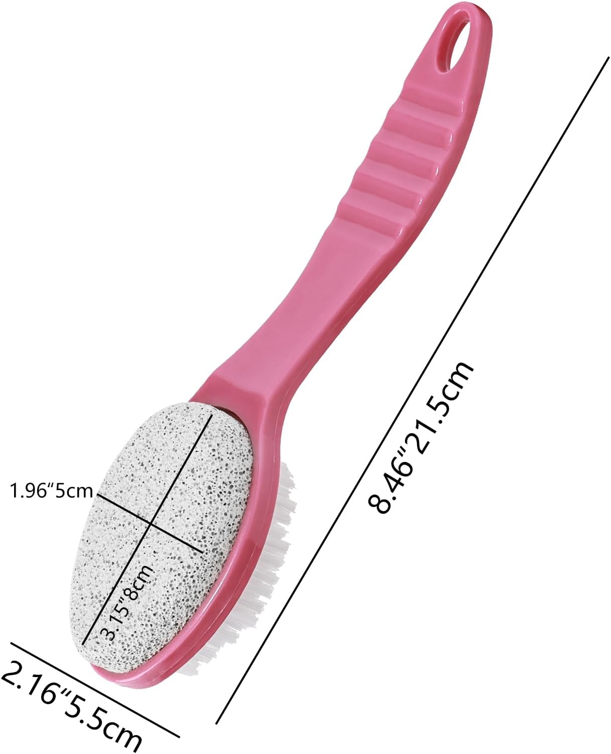 Foot Callus Remover, Double-Sided Pumice Stone Brush for Feet, 3 Pack Foot File Scrubber for Home Feet Care, Multi Purpose Pedicure Tools with Handle for Dead Skin Remover, Rose Pink