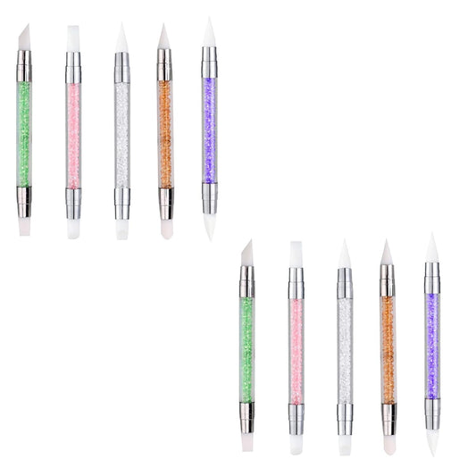 5pcs Nail Sculpture Pen Dual Tipped Nail Art Sculpture Pen, Nail Art Tools for Home Salon for Design Nail Carving Drawing Shaping Effect DIY Gel Manicure Tools (2KIT-MULTICOLOR)
