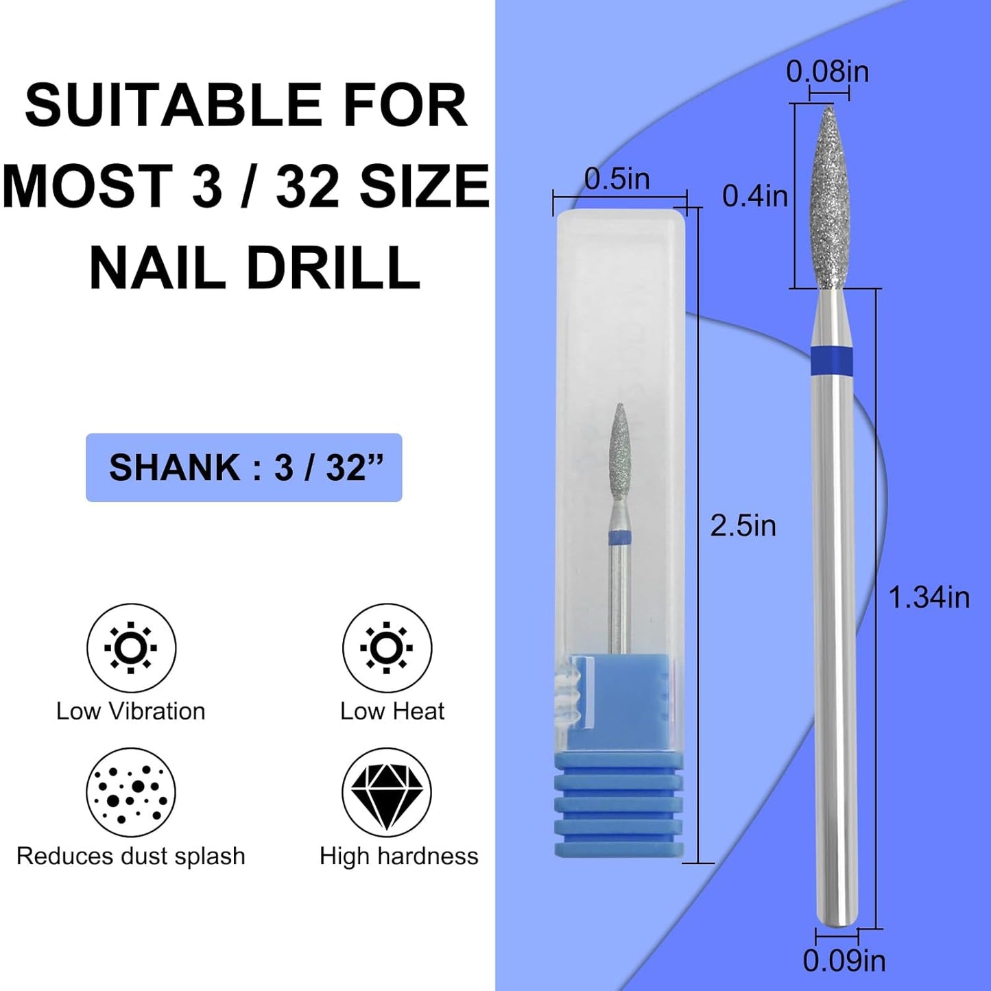 Cuticle Nail Drill Bit, Nail Drill Bits Professional Diamond Bits for Nails Nail Buffer Bit Nail Trimer, Under Nail Cleaner Cuticle Remover Nail Prepare, Nail Supplies for Nail Techs (Medium)