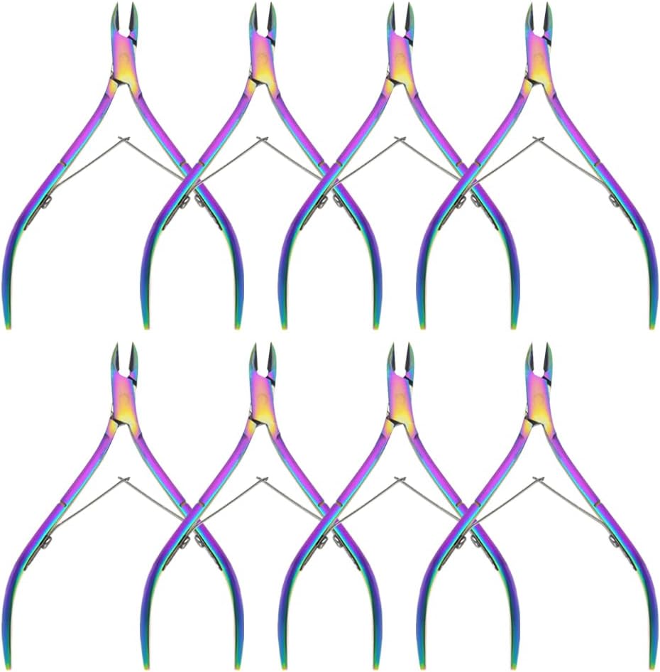 8Pieces Cuticle Trimmer Cuticle Nipper Cuticle Remover Cuticle Cutter Stainless Steel Cuticle Cutter Clipper Nail Tools for Fingernails and Toenails (Rainbow)