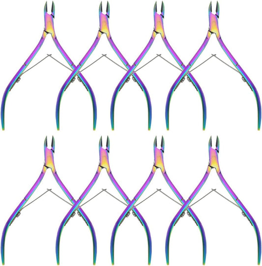 8Pieces Cuticle Trimmer Cuticle Nipper Cuticle Remover Cuticle Cutter Stainless Steel Cuticle Cutter Clipper Nail Tools for Fingernails and Toenails (Rainbow)