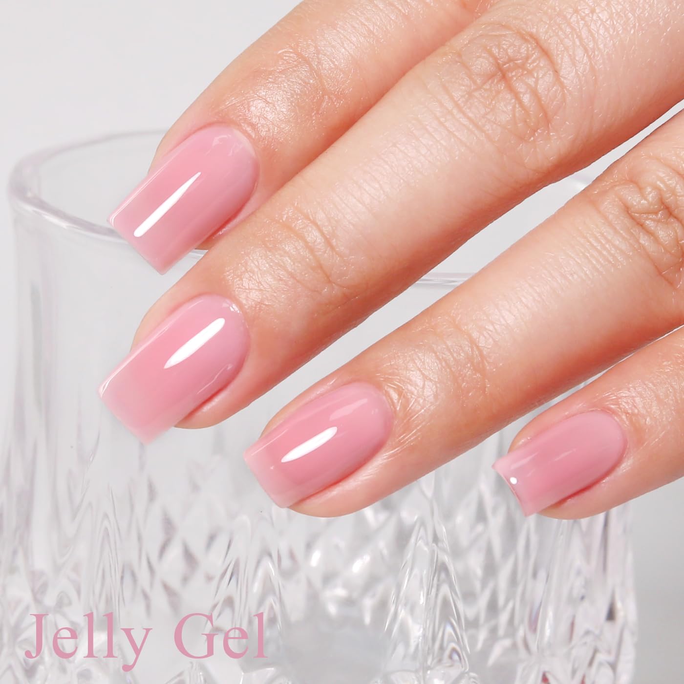 Imtiti Jelly Gel Nail Polish, Pink Sheer Jelly Gel Polish Spring Summer Translucent Art Manicure Salon DIY Design 10ML