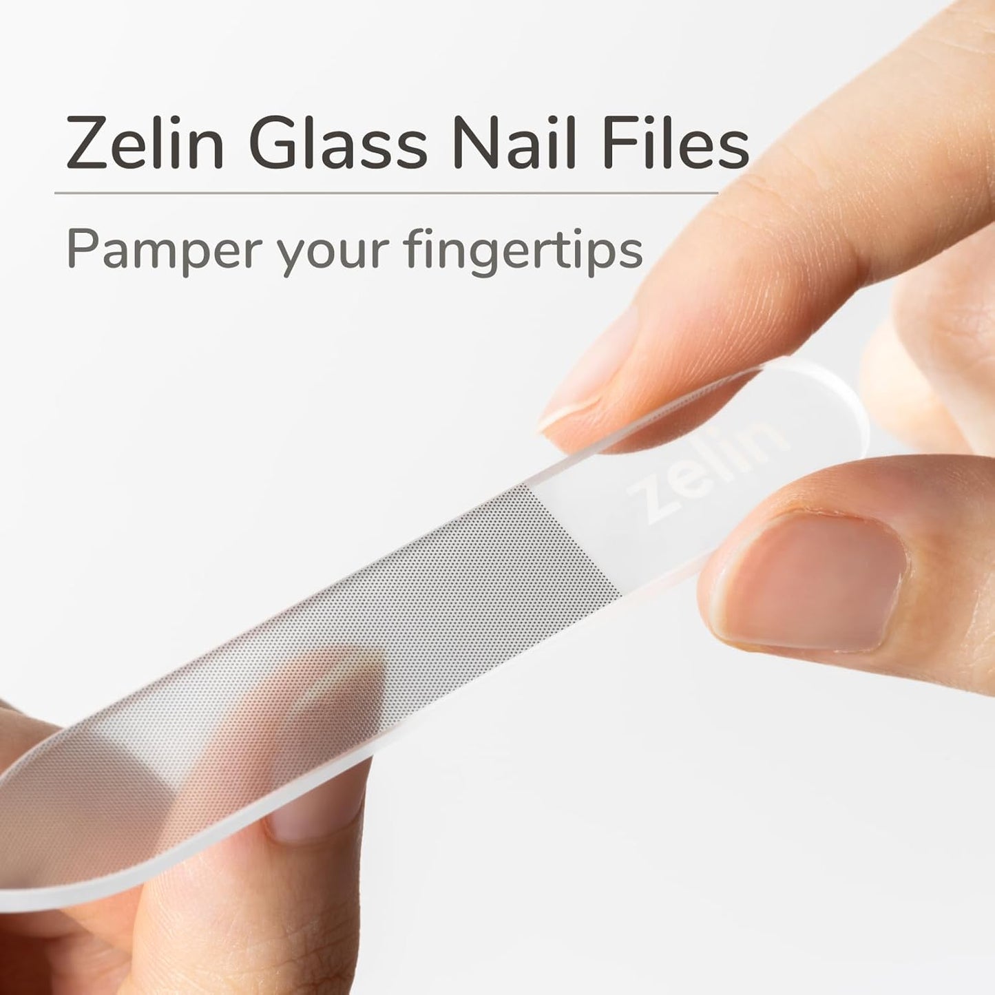 zelin 3 Pcs Premium Glass Nail Files for Natural Nails with Leather Case, Crystal Nail File for Stronger, Smoother Nails, Reusable Manicure Tool, Ideal Christmas Birthday Gift