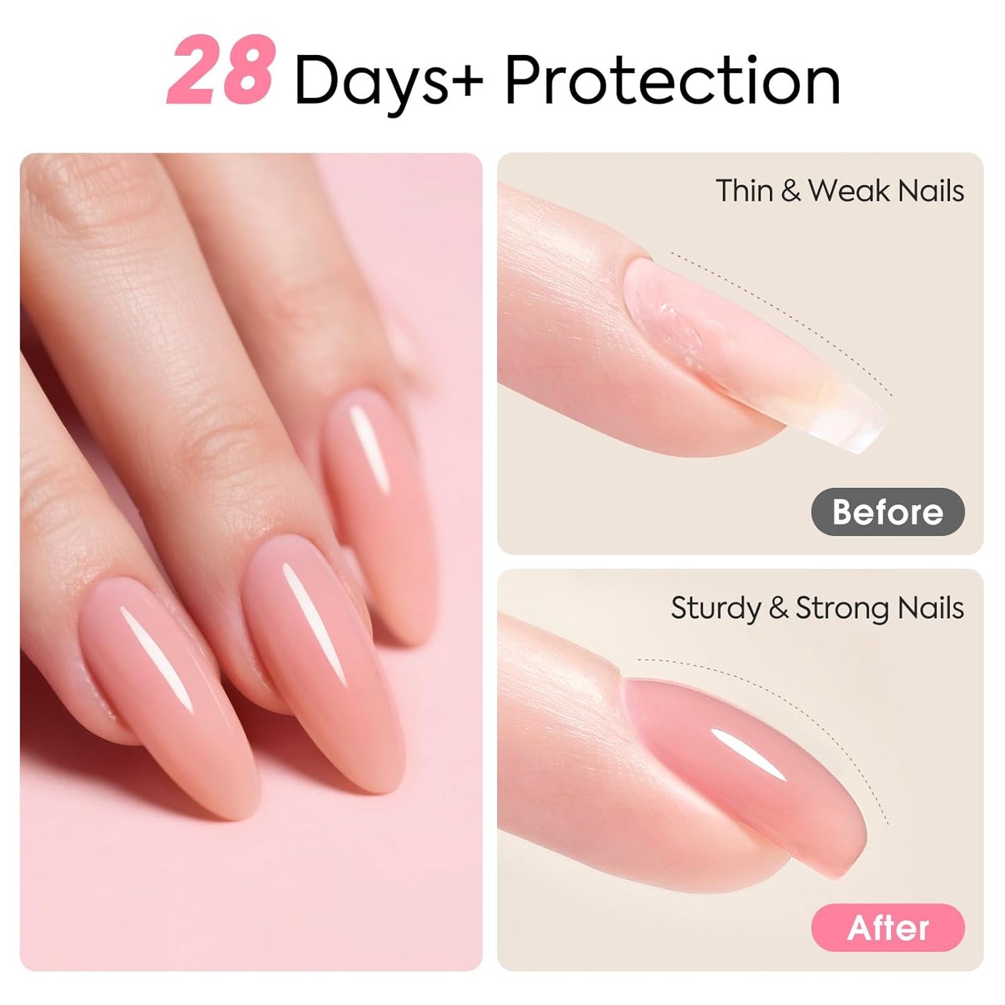 CANNI Rubber Base Gel – 9ml Nude Pink Base Coat Gel, Natural Cover Strengthening for Weak Nails, Soak Off UV LED for DIY Salon Manicure