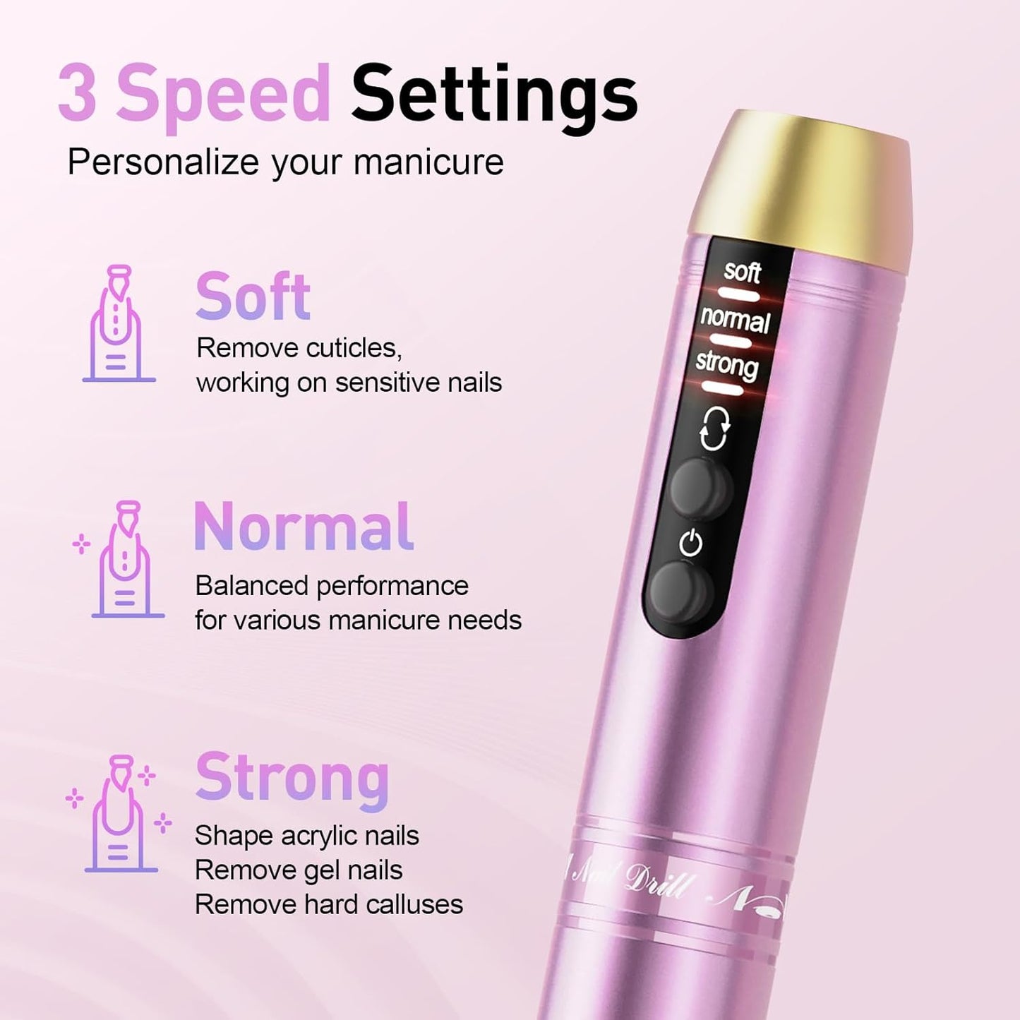 Cordless Nail Drill, Portable Electric Nail File with 11 in 1 Nail Drill Bits for Acrylic Gel Dip Powder Nails, Rechargable Efile Nail Drill Machine Kit for Home Manicure Pedicure, Purple
