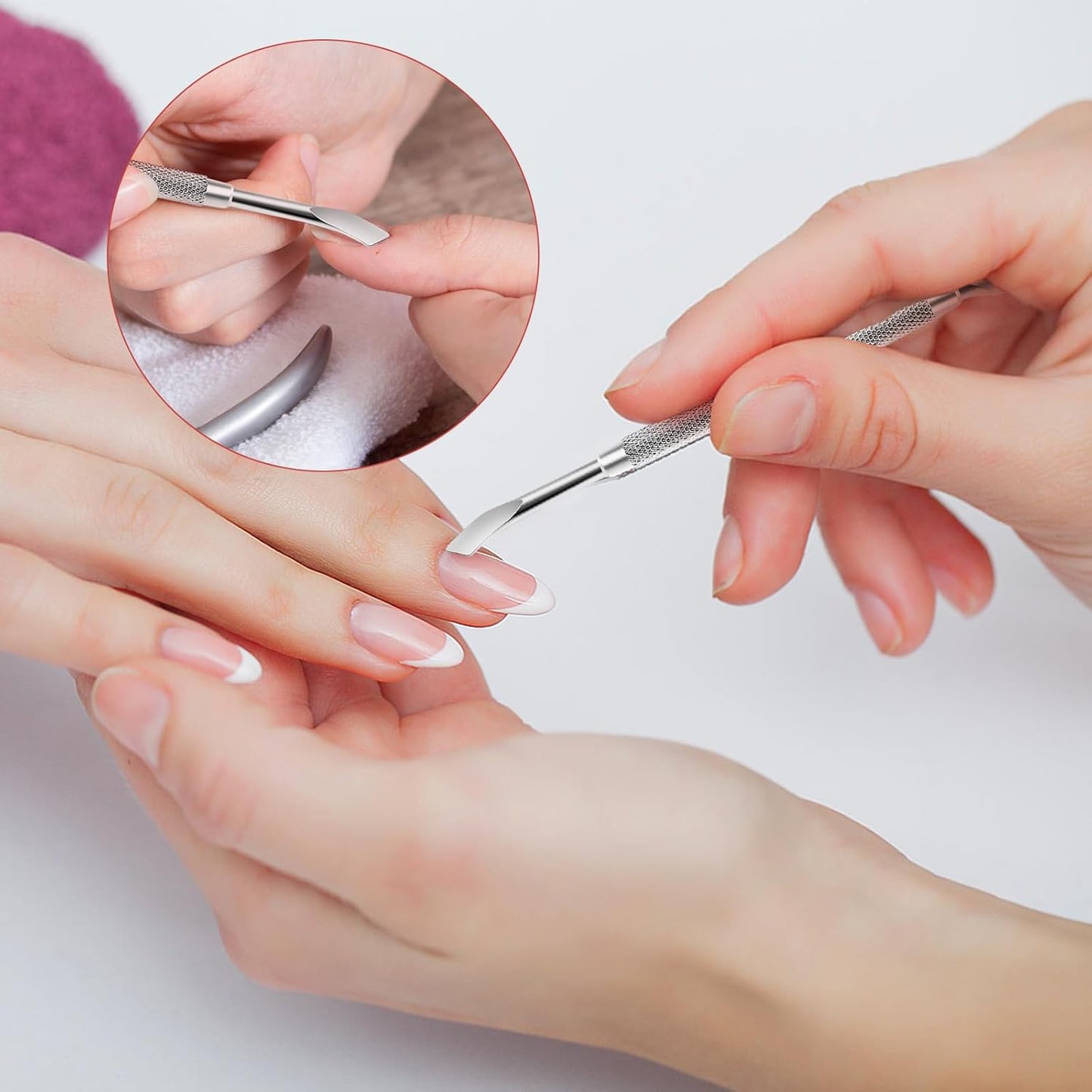Cuticle Pusher Nail Polish Remover 2-in-1 Cuticle Trimmer Nail Care Tool Cuticle Pusher with 2 Ends Stainless Steel Manicure Tool (Flat Head)