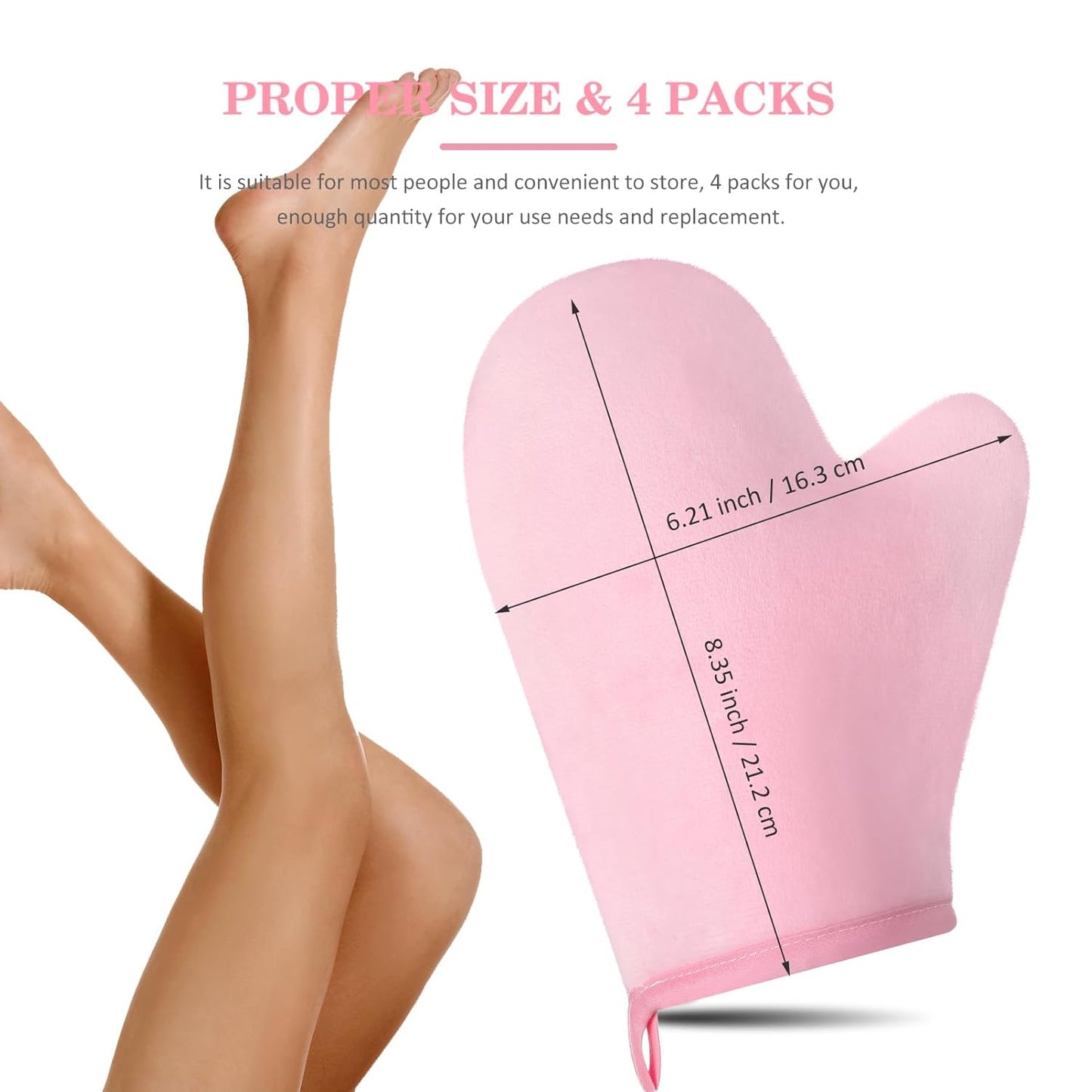 SATINIOR 4 Packs Self Tanning Mitt Applicators Double Sided Sunless Tanning Mittens Reusable Applicator Mittens Tanner Gloves with Thumb(Pink)