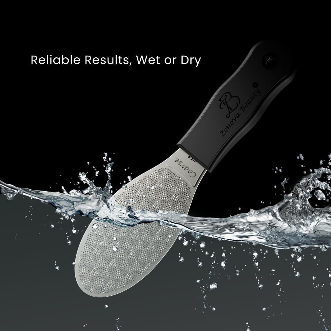 Stainless Steel Foot File with Silicone Grip – Professional Podology Pedicure Tool, ISO Certified, 3000+ Pedicures, Callus Remover, Safe for Diabetics, 2-Year Warranty (Jet Black)