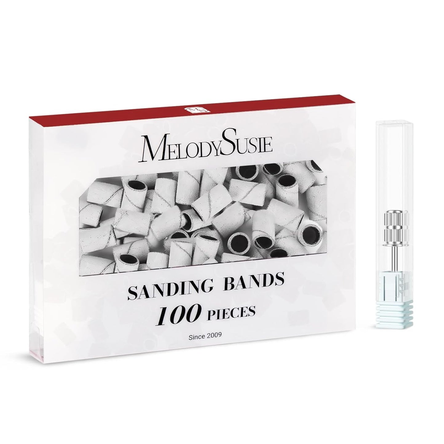 MelodySusie 100 Pcs Nail Drill Bits Sanding Bands for Nail Drill 240 Extreme Fine Grit Nail File Sanding Bands for Acrylic Nails Gel Manicures and Pedicure