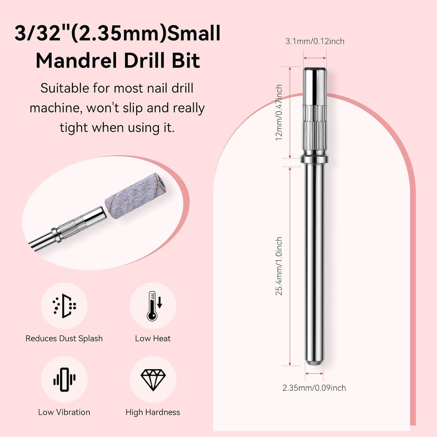 Makartt Nail Drill Bits Sanding Bands - for Nail Drill 100 PCS 4 Color Coarse Fine 80/120/180/240 Grit File Sand with 3.1mm Mini Mandrel Nail Bit Set for Acrylic Nails Gel Manicures and Pedicure