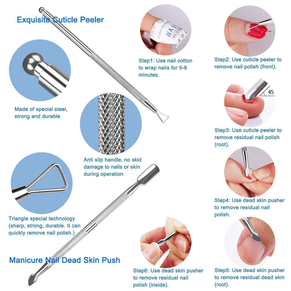 Professional Cuticle Nippers Kit, Cuticle Trimmer with Cuticle Pusher & Other Durable Nail Care Manicure Kit for Women, Premium Stainless Steel & Ergonomic Design, Travel & Gift