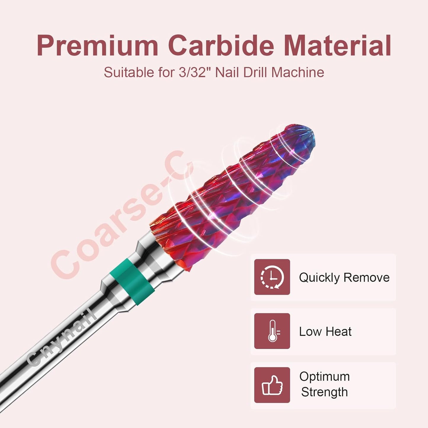 3/32" 2PCS Clean Cone Bits Coarse Grit Carbide Cuticle Cleaner Bit for Electric Nail Drills – Professional Manicure Tool for Nail Salons and Home Use (C Grit. Purple)