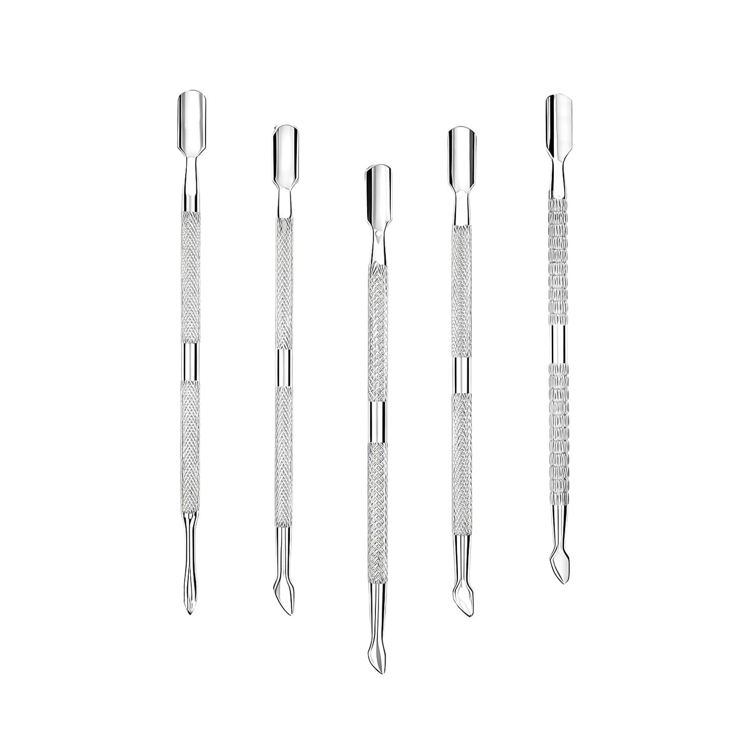 5Pcs Cuticle Pusher Remover and Cutter, Creatiee Double Ended Stainless Steel Cuticle Cleaner Nail Gel Polish Removal, Manicure Pedicure Nail Tools for Fingernails Toenails - Professional & Durable