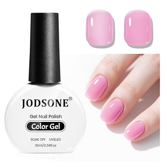 JODSONE Crystal Pink Gel Nail Polish 10ml Jelly Gel Polish Clear Nude Pink Nail Color Professional Finish Long-Lasting Low Odor Need U V Lamp Curing