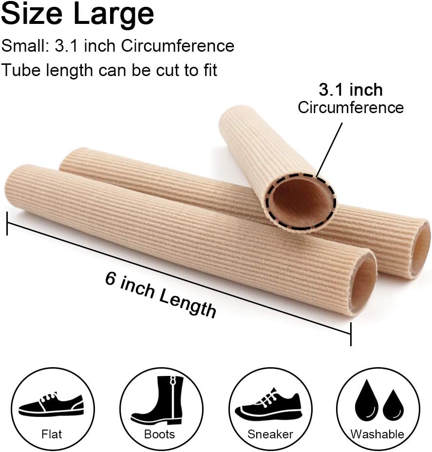 Dr. Foot's Toe Tubes-3 Pcs-Fabric Sleeve Protectors with Gel Lining Pad The Toes to Prevent Corn, Callus & Blister-Bunions Sore Corns Hammertoes Gel Toe Separators Protector