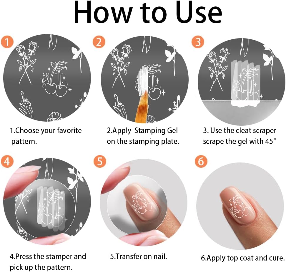 PH PandaHall 3pcs Comic Text Nail Stamping Plates, Retro Avatar Snake Rose Skull Nail Stamper Nail Art Stencils Print Nail Stencils Stainless Steel Nail Image Plate for Nail Art Design Manicure Salon