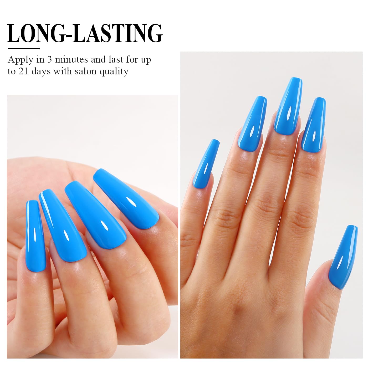 Imtiti Blue Gel Nail Polish, Bright Blue Nail Gel Polish High Gloss Soak Off UV LED spring summer Art Manicure Salon DIY Design 10ML