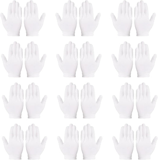 12 Pairs White Cotton Gloves Premium Moisturizing Hand Protection for for Dry Hands Sleeping Eczema Relief for Men and Women