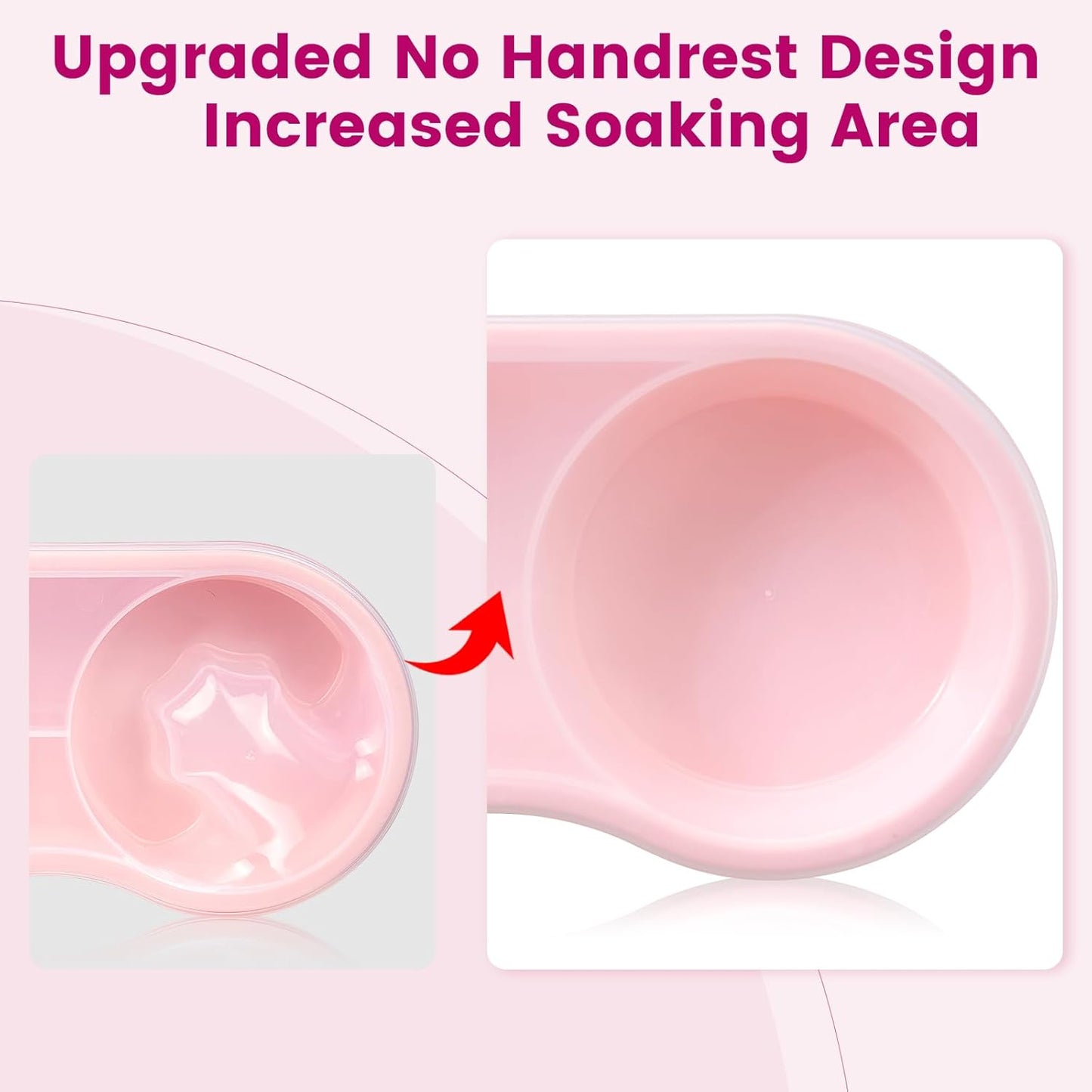 Quaferen Dual Nail Soaking Bowl: 3nd Generation 2-in-1 Manicure Bowl Acetone Proof for Women, Time-Saving Soak Off Gel Nail Polish Dip Powder Acrylic Removal Kit for Salon Home (Normal Size, Pink)