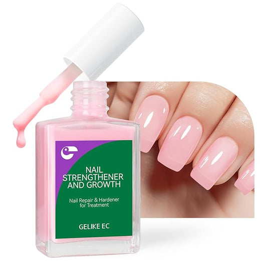 gelike ec Protein Nail Growth and Strengthener Polish: Milky Pink 15ml Natural Nail Strengthener for Weak and Damaged Nails - Protein Nail Hardener for Home Salon Outdoor