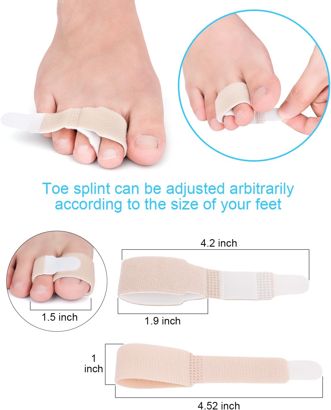 12 Pack Fabric Hammer Toe Corrector, Reusable Broken Toe Protectors Buddy Taped Wraps, Hammertoe Straightener, Toe Splint for Broken Toe, Crooked Toes, Bent Toes