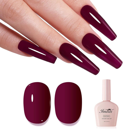 Imtiti Cherry Gel Nail Polish, Cherry Mocha Gel Polish Autumn Winter Soak Off UV LED High Gloss Art Manicure Salon DIY Design 10ML