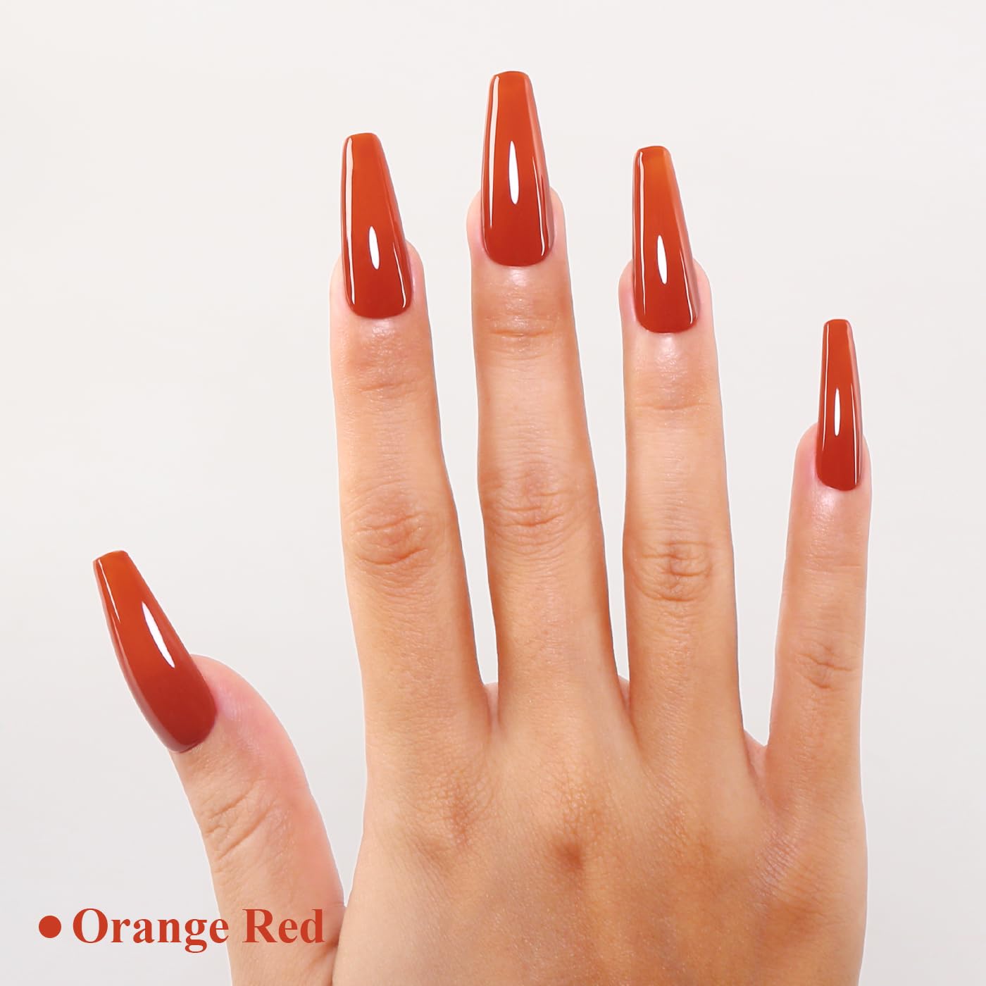 Imtiti Orange Gel Nail Polish, Orange Red Gel Polish High Gloss Soak Off UV LED Nail Gel Polish Red Maple Leaf Autumn Winter Gel Polish Nail Art Manicure Salon DIY Design Gel Nail Kit 10ML