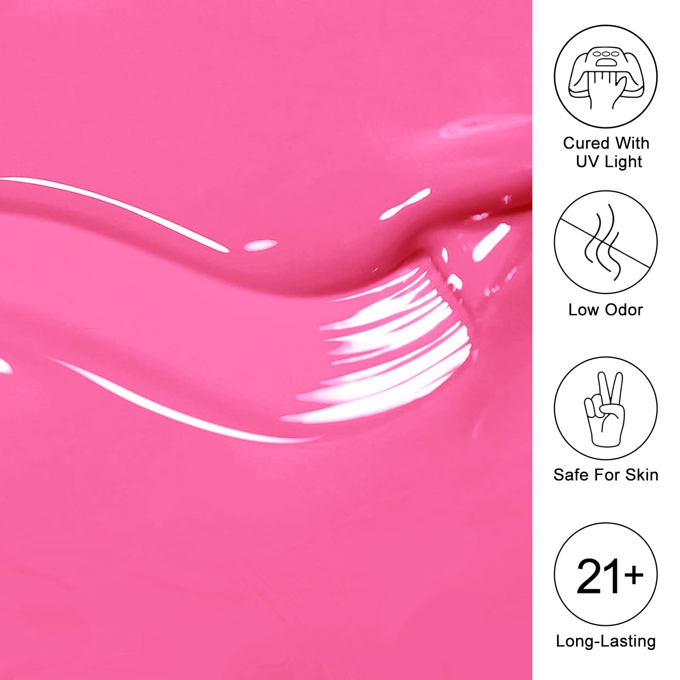 Imtiti Pink Gel Nail Polish, Bright Pink Nail Gel Polish High Gloss Soak Off UV LED Spring Summer Nail Art Manicure Salon DIY Design 10ML
